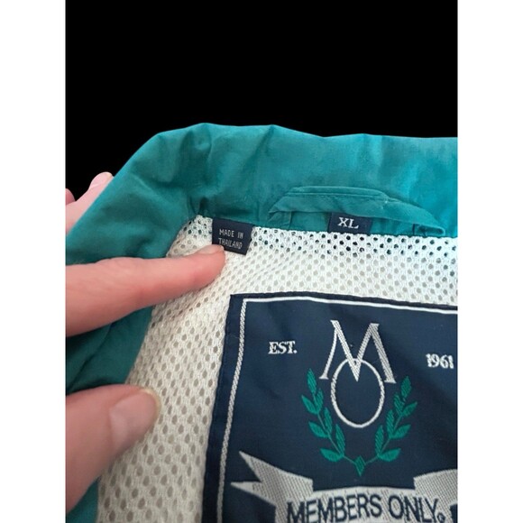 Vtg Members Only Mariner Jacket Full Zip Up Mens XL Teal & White 90s - Picture 4 of 14